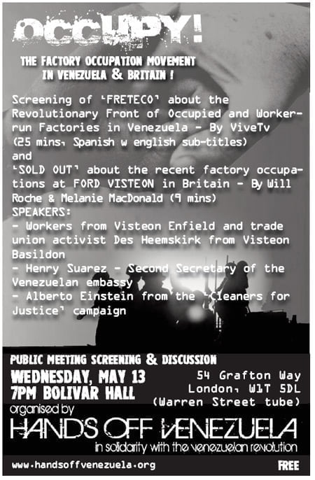 OCCUPY! The Factory Occupation Movement in Venezuela and London.