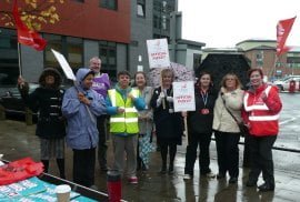 NHS workers strike and picket at a health centre in Coventry